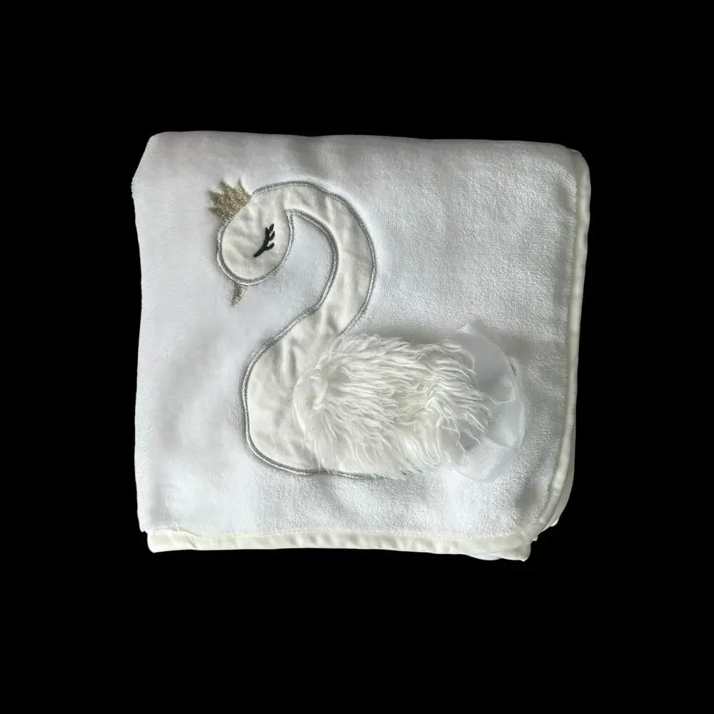 NEW Lambs & Ivy Retired White Signature Swan Princess Baby Blanket